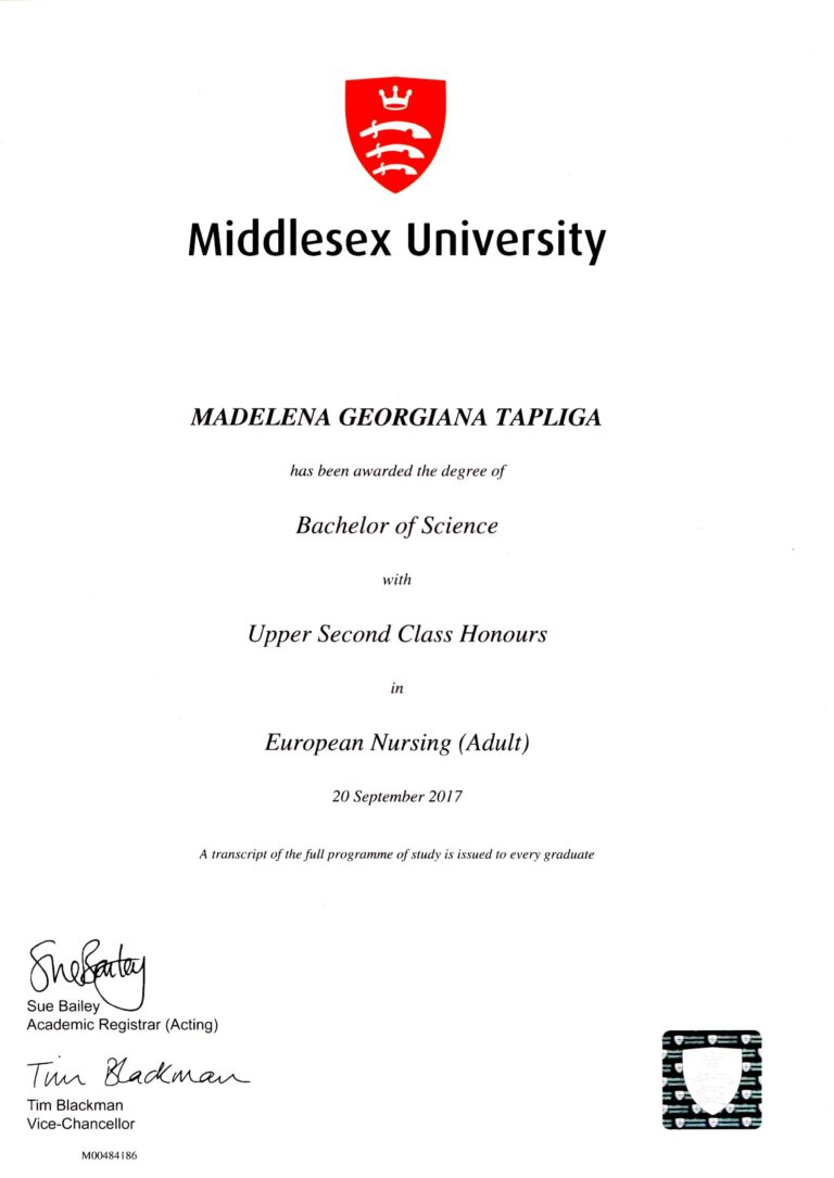 Nursing Degree Middlesex University Madelena Tapliga